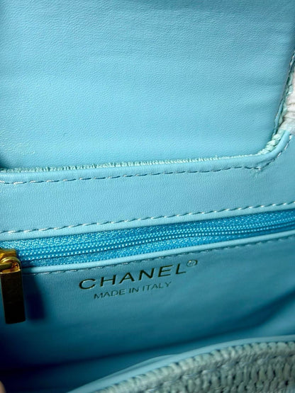 Chanel Kelly 2026 Bag 19cm Blue Woven Leather