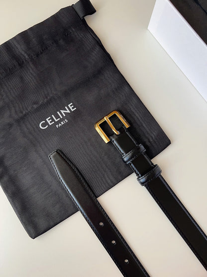 CL Gold 25mm Triomphe Belt Black Cowhide 616412