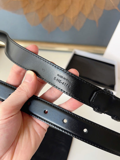 CL Gold 25mm Triomphe Belt Black Cowhide 616412