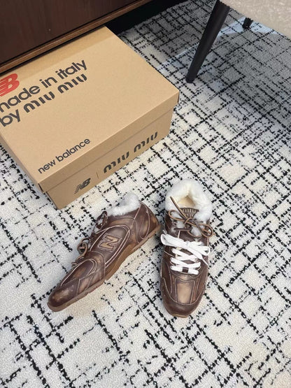 Miu Balance 530 SL Sneakers fleece lining Wood Brown Suede