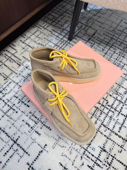 Miu Ankle Boots Light Brown Cow Suede
