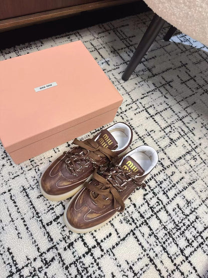 Miu Balance Sneakers Dark Brown Leather