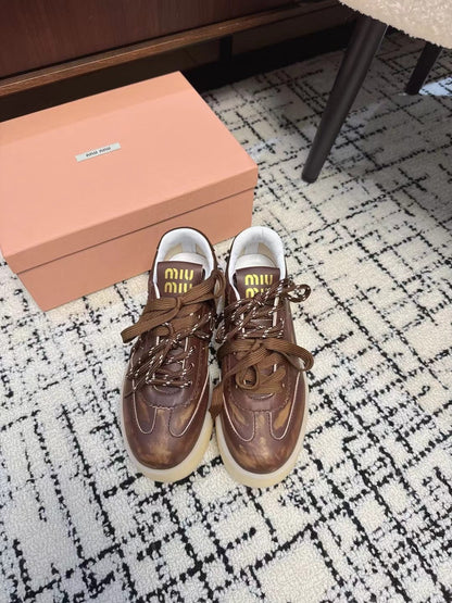 Miu Balance Sneakers Dark Brown Calfskin