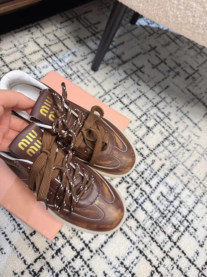 Miu Balance Sneakers Dark Brown Calfskin