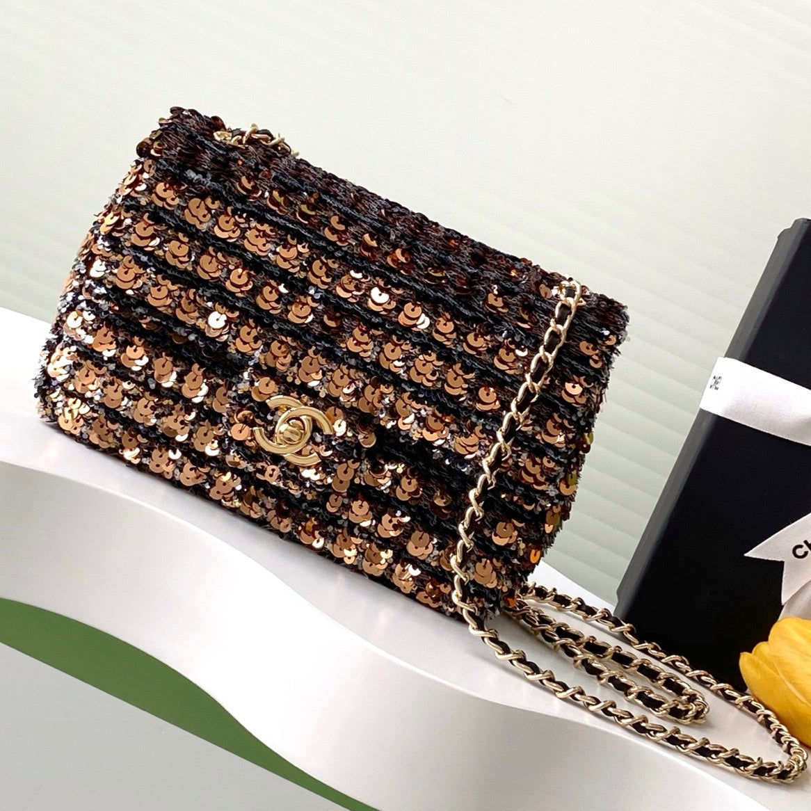 CC 25C Black Bronze Sequin Gold Hardware