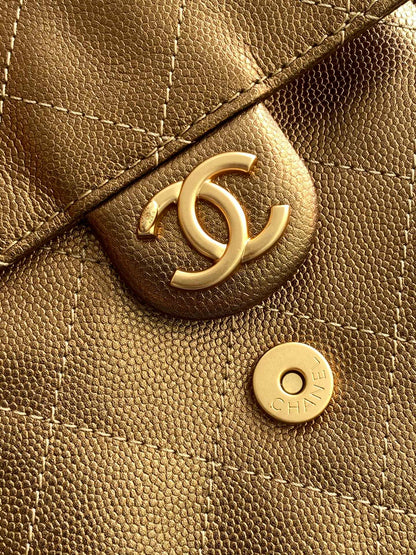 CC 25C Hobo Bags 40cm Bronze Metalic Grained Calfskin