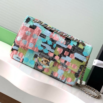 Chanel 2026 Flap Bag 25.5cm Muliticolor Sequin Leather 339817