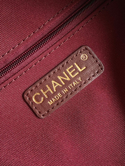 Chanel 25K Bowling Bag Burgundy Gold Sheepskin 294980