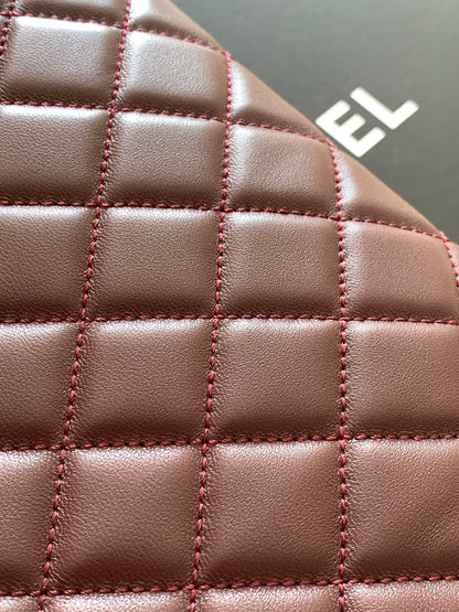 Chanel 25 Christmas Limited Hobo Shoulder Bag Burgundy Lambskin 324808