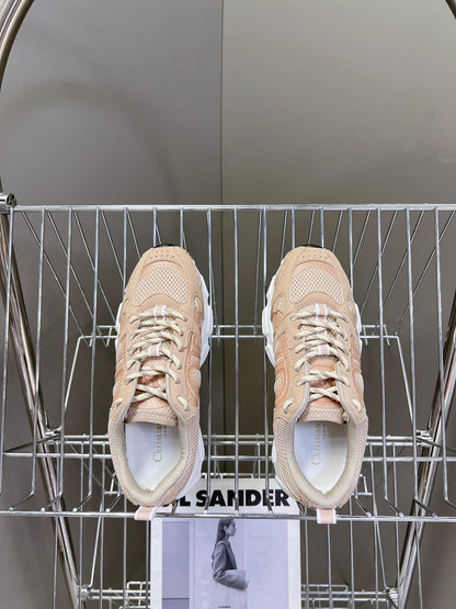 CD Chrono Sneaker In Nude Pink Mesh Fabric And Suede 989685