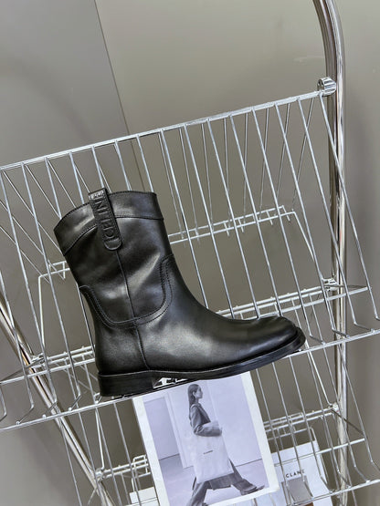 CELINE 25 cowboy boots black calfskin 434413