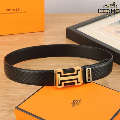 HM Constance Belt 38mm Black Togo Leather 619662
