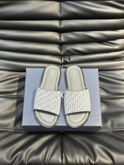 CD SLIDE ALIDAS SLIPPER SAGE JACQUARD AND CALFSKIN