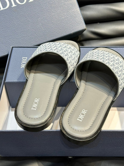 CD SLIDE ALIDAS SLIPPER SAGE JACQUARD AND CALFSKIN