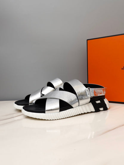 HM ELECTRIC SANDAL SILVER CALFSKIN