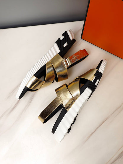 HM ELECTRIC SANDAL  METALLIC GOLD CALFSKIN