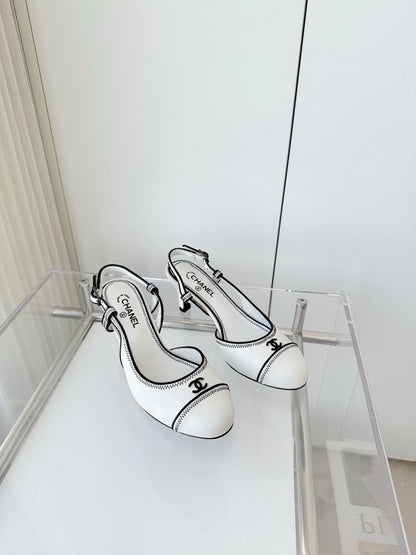Chanel 2026 Slingback Kitten Heels Sandals Sheepskin 823451