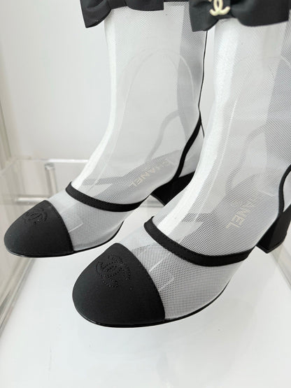 CC 25 Short Boot Black White Mesh Fabric 411470