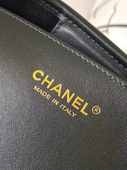 Chanel 2026 Deauville Tote Bag 46cm Black mix White Canvas Leather 331127
