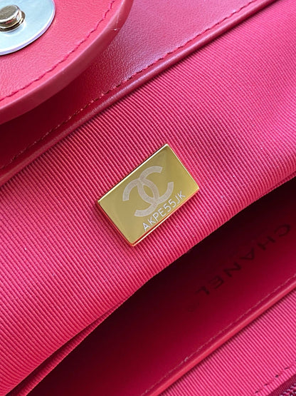 Chanel 2026 Deauville Tote Bag 46cm Red mix White Canvas Leather 331128