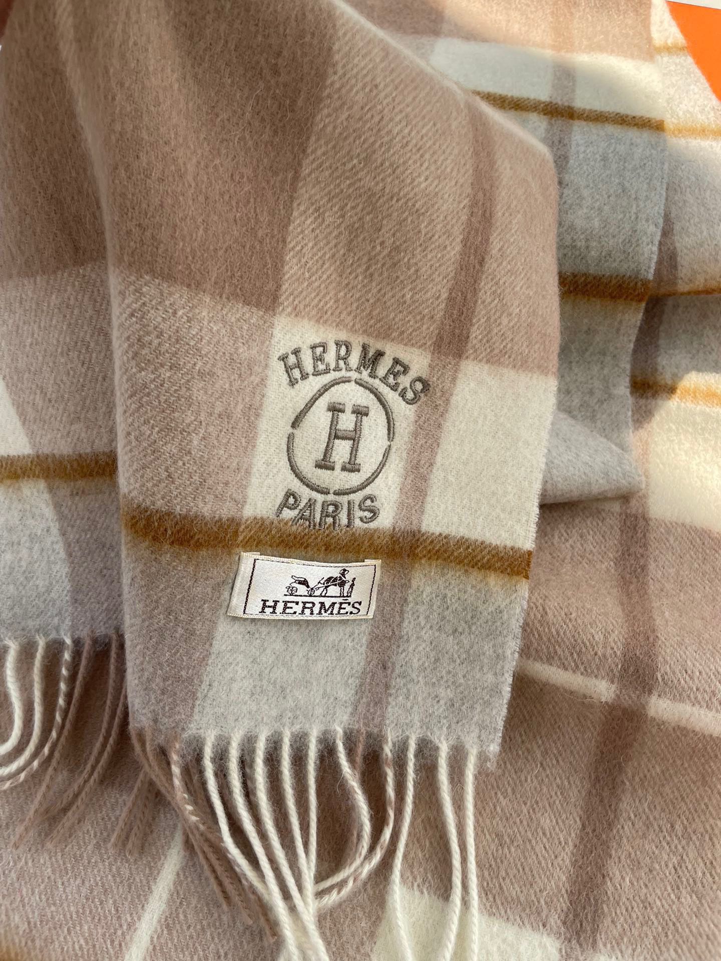 Scarf 180 CM In Brown Mix Beige Caro Cashmere
