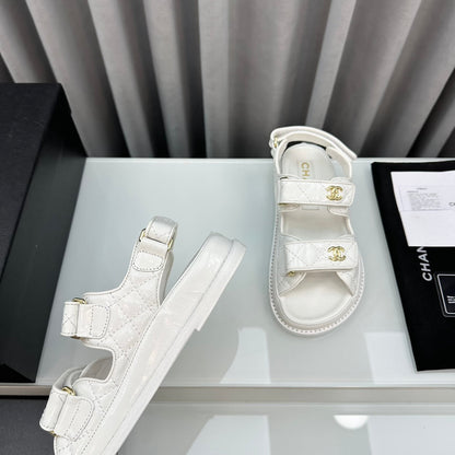dad sandals white pantet lambskin