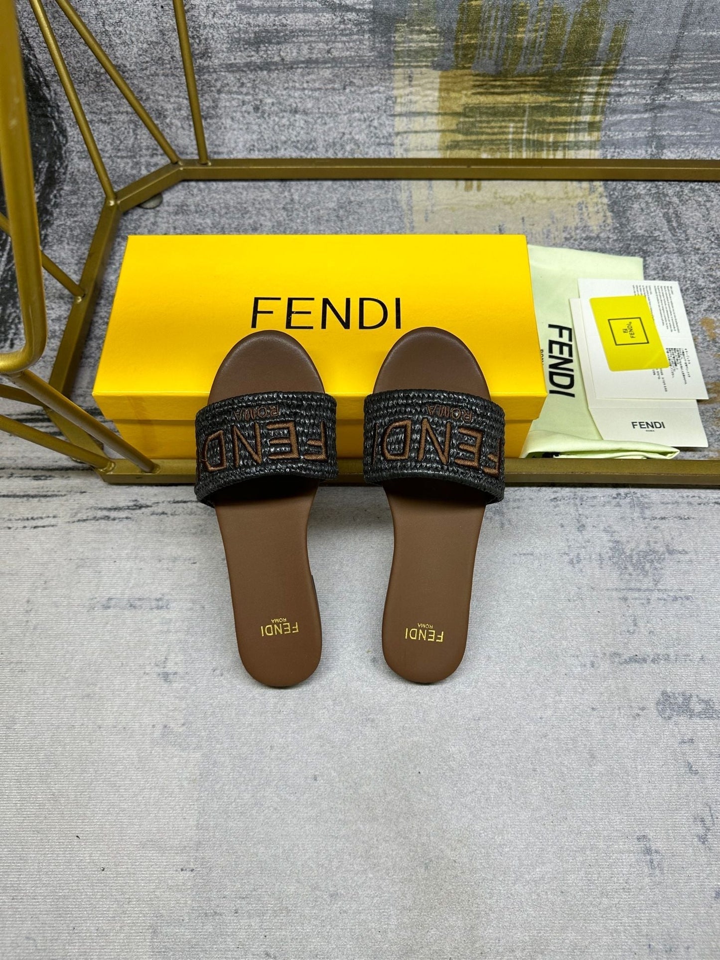 FF Signature 10 Black Brown Cotton Fibre Slide