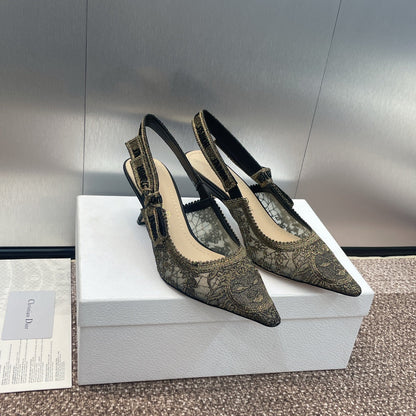 cd slingback pump 65 transparent mesh embroidered black sun motif