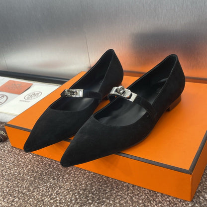 HM 25C Kelly Ballet Flat Noir Suede 208270