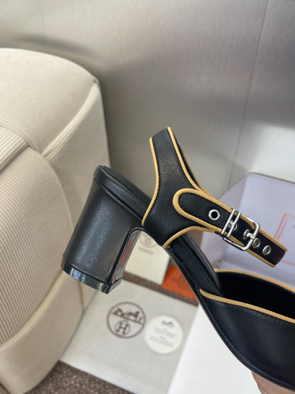 HM 25 Kleo Slingback 6cm Black Calfskin 372954