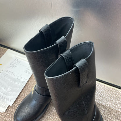 CD Ankle punk-inspired women's boots black cowhide
