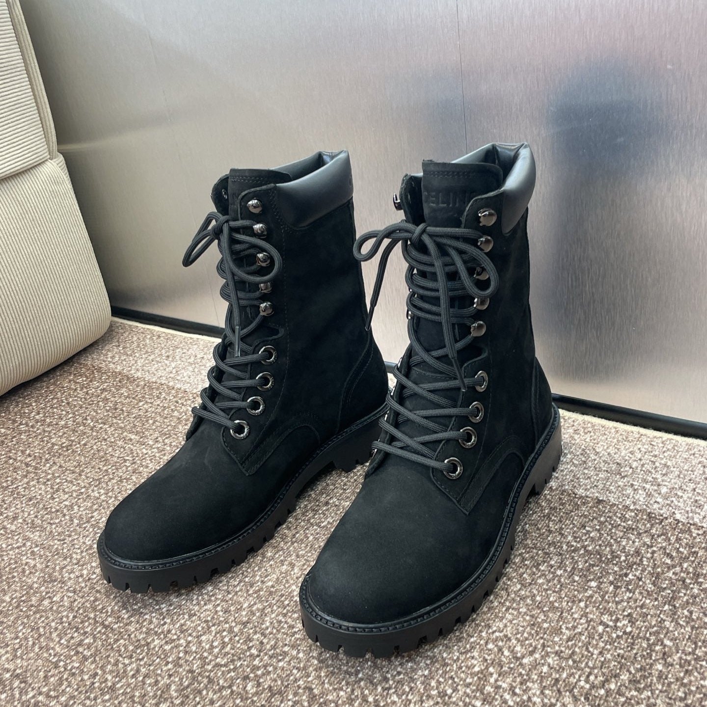 CELINE Ankle Boots Black Suede 433389