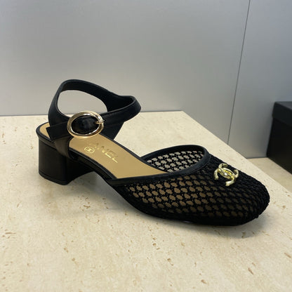 CC 26 Slingback Pump 45mm Black Beige Mesh Sheepskin 607483