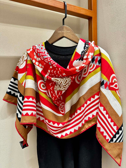 Square Scarf 140 CM Red Colorful Silk