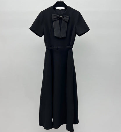 Dior 2026 Bow-Embellished Belt Dress Black Polyester 445444