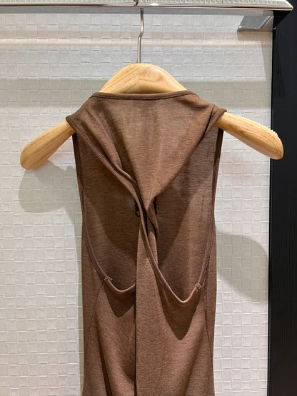Loewe Embroidered Logo Knotted Vest Top Brown Polyester Fiber