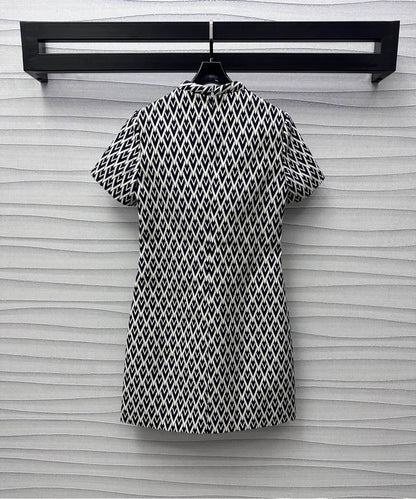 Valentino Black White Short Dress In Toute La V Jacquard