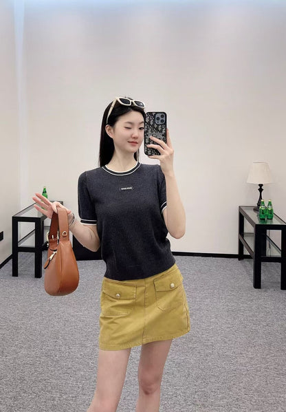 Miu 25 T-Shirt Black Wool  232002