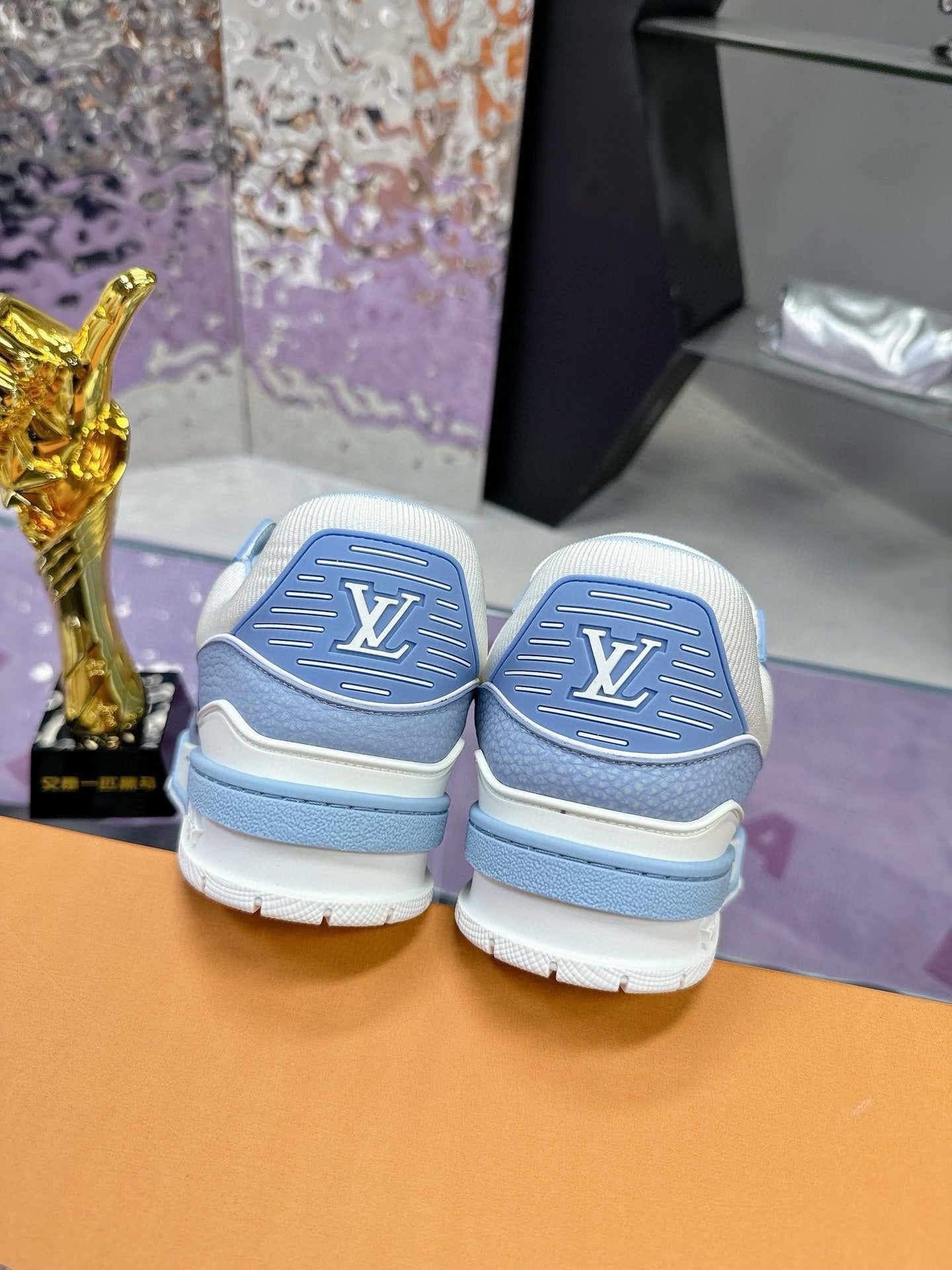 LV Trainer Sneaker Blue Mix White Cowhide