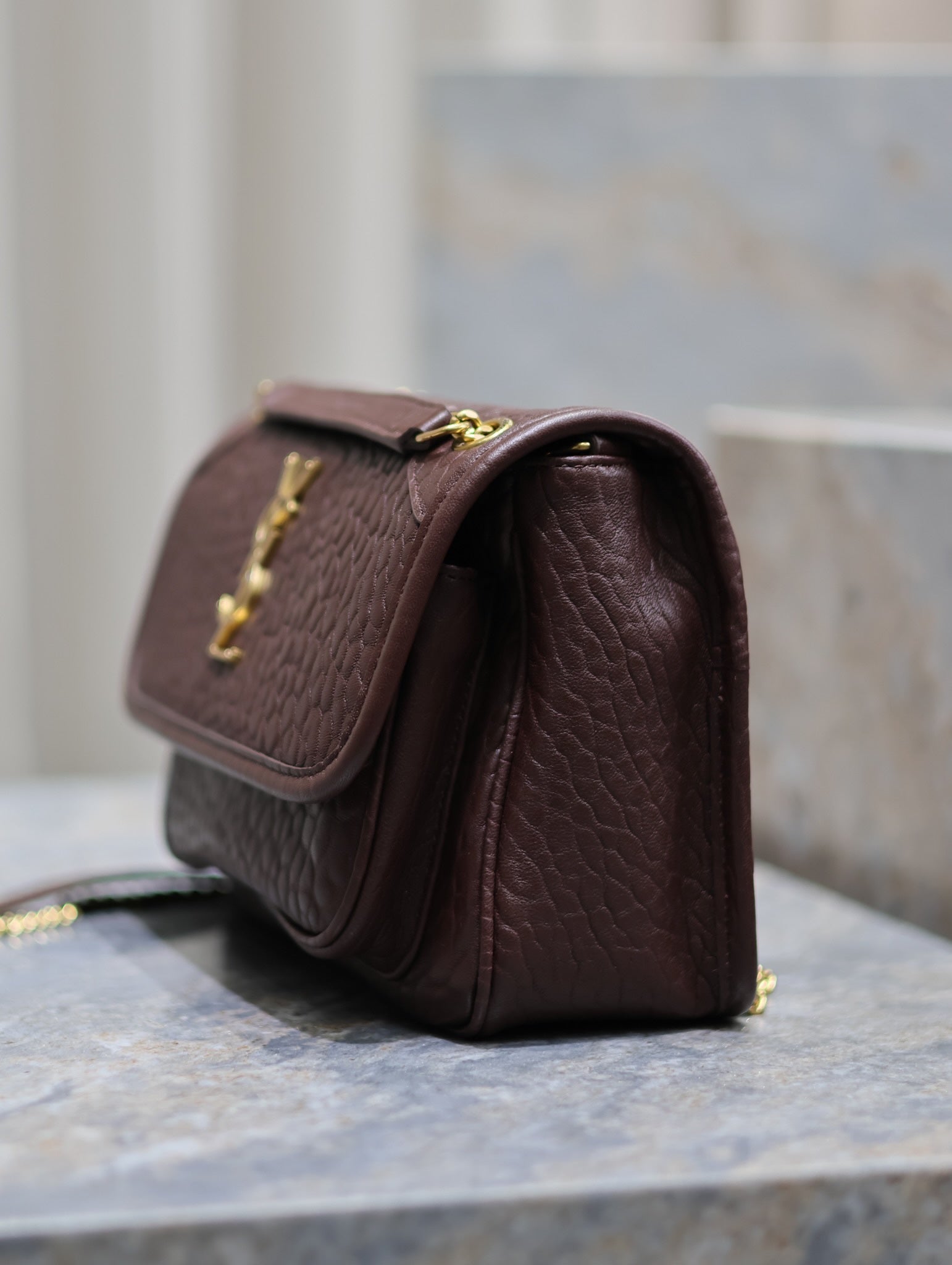 JAMIE POCHON 38 IN ARMY GREEN LAMBSKIN GOLD HARDWARE