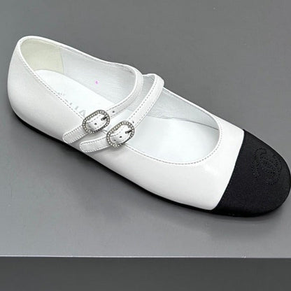 mary jane double strap whitecalfskin black grosgrain