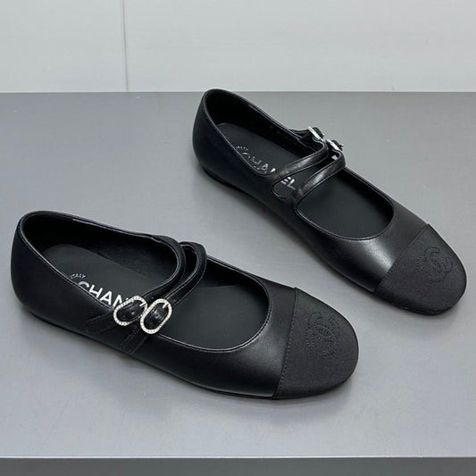 mary jane double strap  black grosgrain calfskin