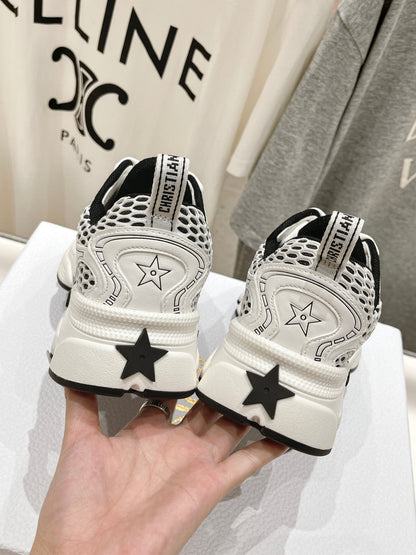 CD Vibe Sneaker White Black Polyester Mesh Fabric And Cowhide