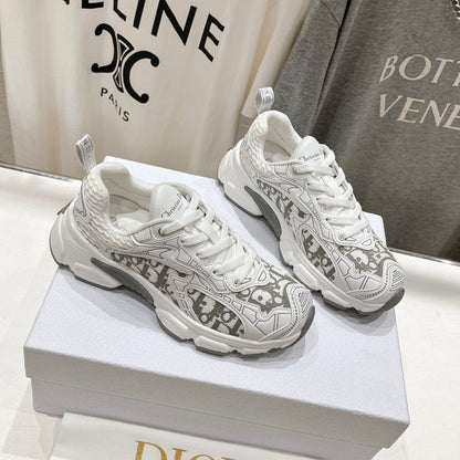 CD Vibe Sneaker White Grey Polyester Mesh Fabric And Cowhide
