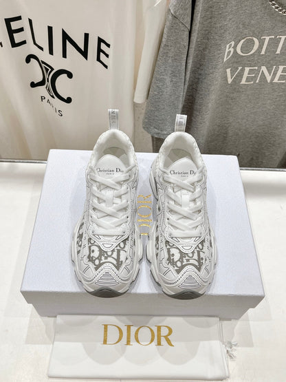 CD Vibe Sneaker White Grey Polyester Mesh Fabric And Cowhide