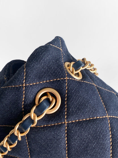 Chanel 2026 Flap Bag 38.5cm Blue Denim Leather