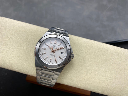 IWC Ingenieur 40mm Cream Dial Pink Gold Numerals Steel Case