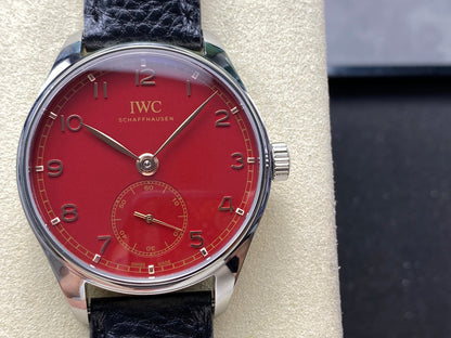 IWC Portuguese 40.4mm Red Dial Steel Case Leather Strap