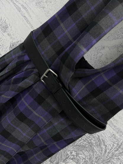 CD 25 Halter-neck Backless Dress Purple Black Wool Fabric