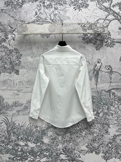 Loewe Logo Embroidered Shirt White Cotton